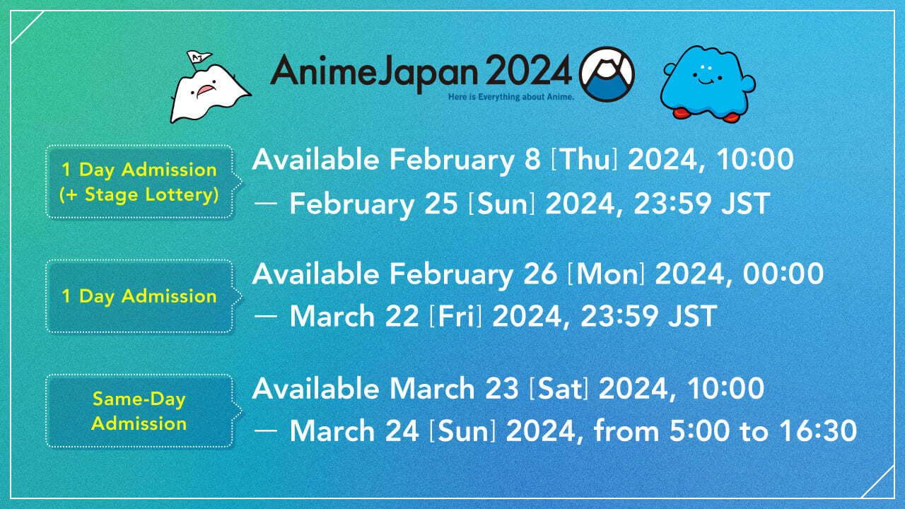 Admission Tickets for AnimeJapan 2024